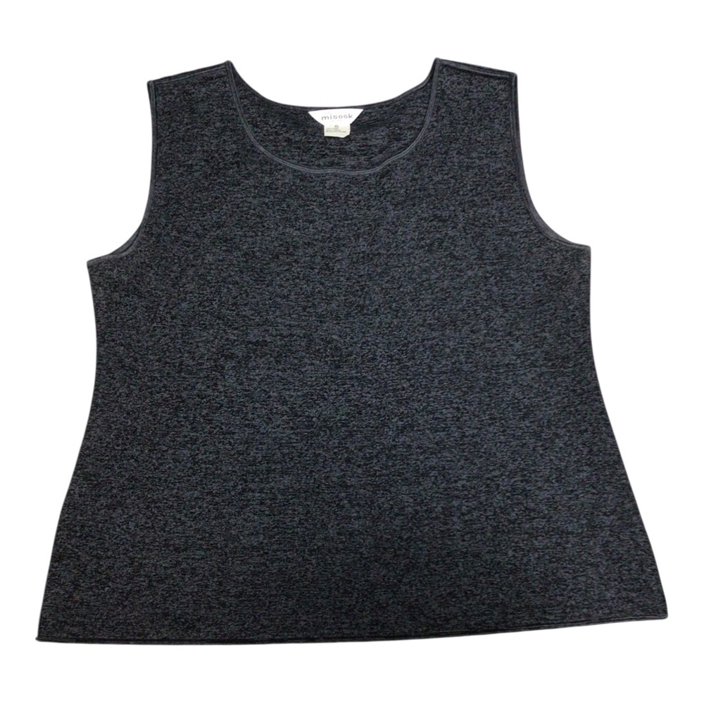Misook Charcoal Sleeveless Knit Shell Tank Top XL Stretchy Pullover Side Splits